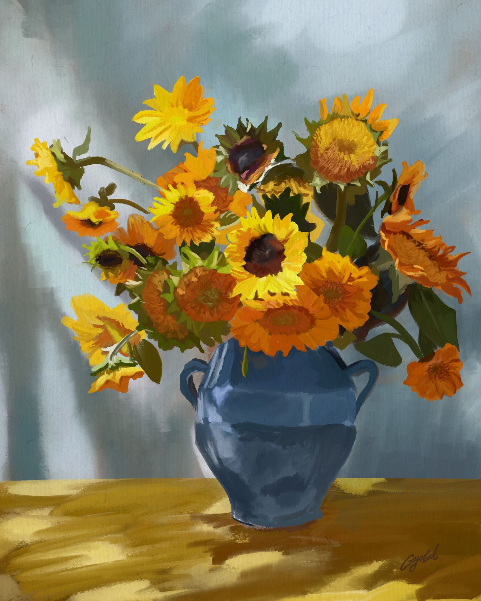 sunflower in a vase study